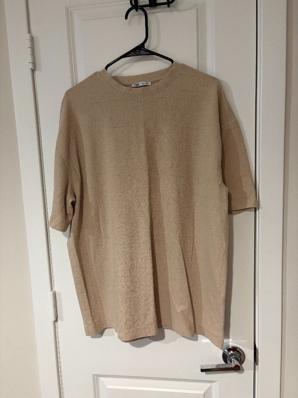 Zara Men's Tan Textured Short Sleeve Shirt Size L